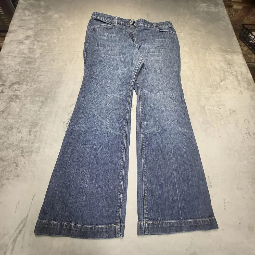New York & Company Jeans Womens 12 Petite Blue Flared Slim Low Rise
